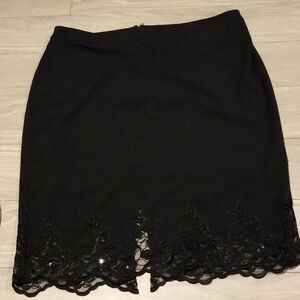 Lane Bryant Plus Size Black Lace Trimmed Skirt 20 Plus Size